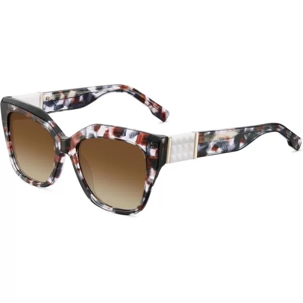 CARFIA Acetate Cat Eye Polarized Sunglasses for Women Retro Fashion Square Frame Sunnies UV400 Protection CF1018Tortoise Frame Brown Gradient Lens