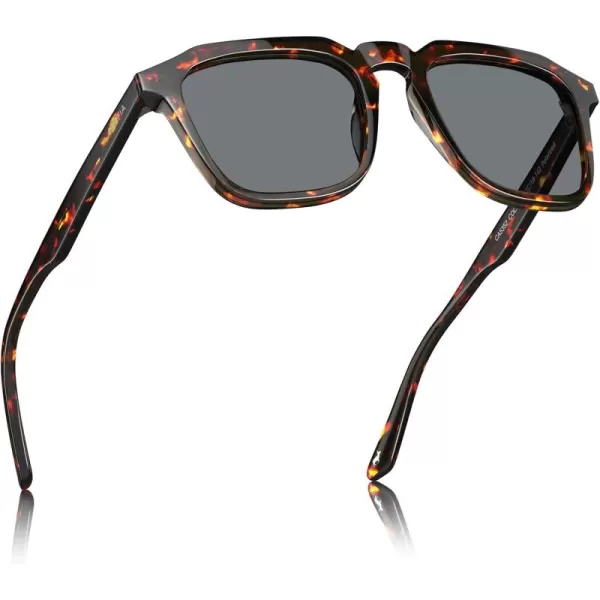 CARFIA Acetate Classic Square Polarized Sunglasses for Men UV400 Lenses Handcrafted Frame Outdoor Eyewear5red Tortoise Frame Grey Lens