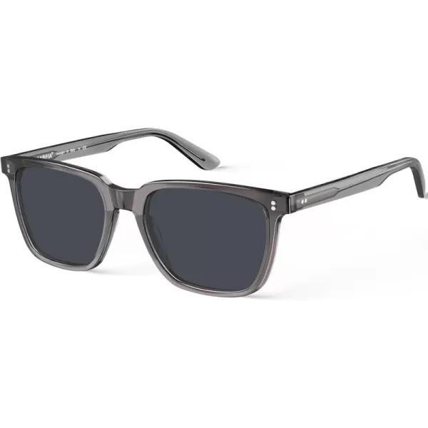 CARFIA Acetate Polarized Sunglasses for Men UV400 Protection Classic Retro Square Shades Driving Glasses6transparent Grey Frame Grey Lens
