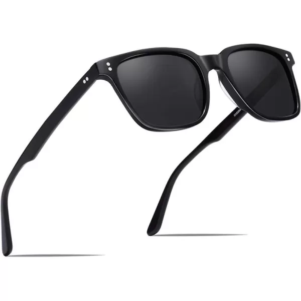 CARFIA Acetate Polarized Sunglasses for Women Small Face  AntiGlare UV400 Protection CA53543  Black Frame Grey Lens