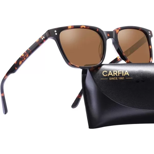 CARFIA Acetate Polarized Sunglasses for Women Small Face  AntiGlare UV400 Protection CA53543  Tortoise Frame Brown Lens