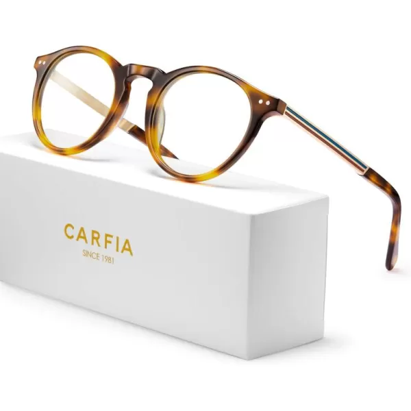CARFIA Acetate Round Blue Light Blocking Glasses for Women Anti Eye Eyestrain Computer Gaming Glasses CA5373NFTortoise Frame