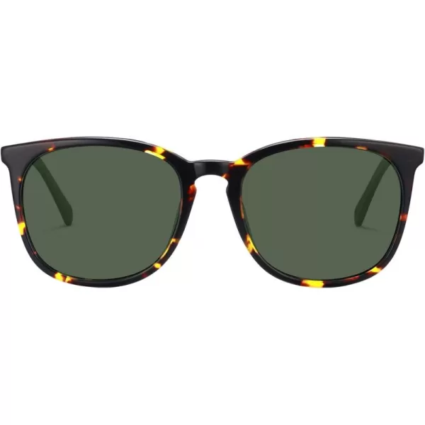 CARFIA Big Fashion Polarized Womens Sunglasses UV Protection Outdoor Driving Eyewear CA5358Tortoise Frame Green Lens