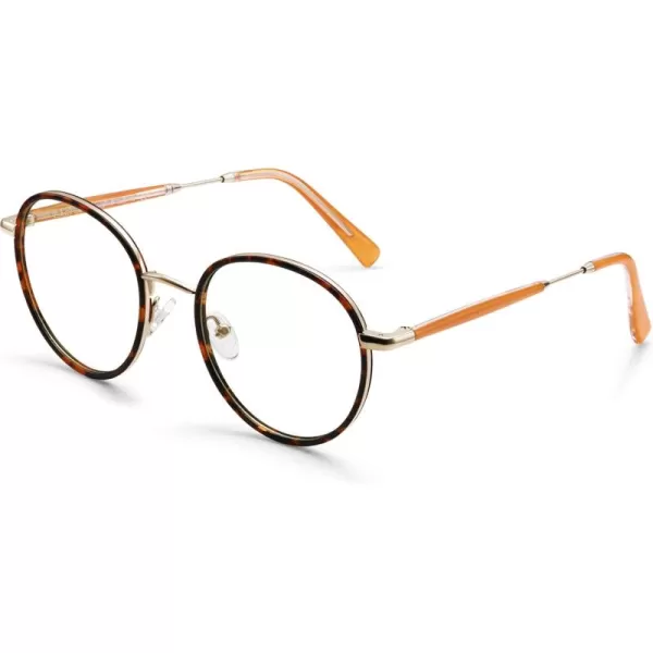 CARFIA Blue Light Glasses for Women Round Frame UV Protection Anti Eyestrain Computer Gaming GlassesC2 Tortoise Frame1