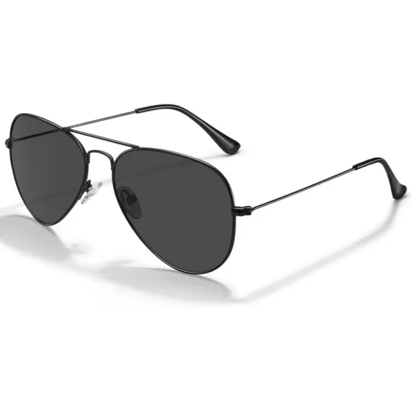 CARFIA Classic UltraLightweight Polarized Sunglasses for Women Men UV Protection Retro Cool Pilot Driving Sun Glasses1 Black Frame Grey Lens