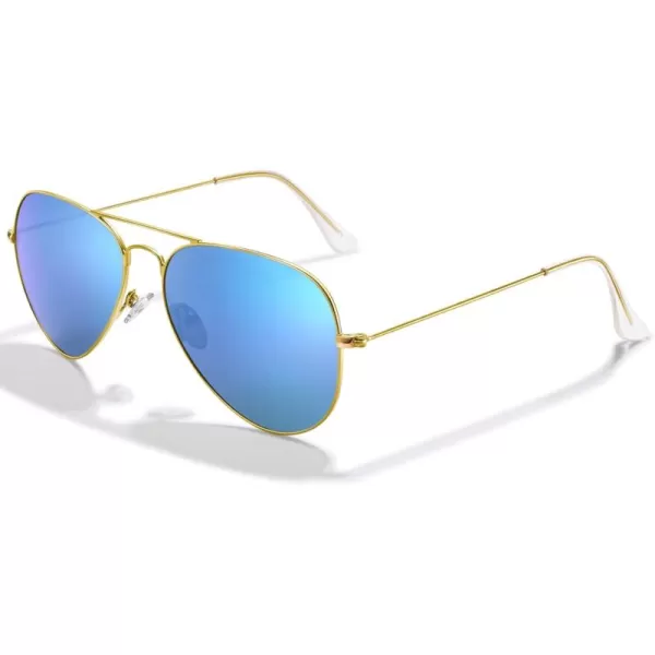 CARFIA Classic UltraLightweight Polarized Sunglasses for Women Men UV Protection Retro Cool Pilot Driving Sun Glasses3 Blue Mirror