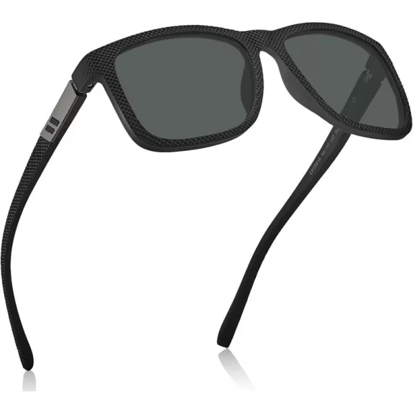 CARFIA Cool Polarized Sunglasses for Men TR90 Square Frame Lightweight Driving Sun Glasses CF220181 Grey Lenses