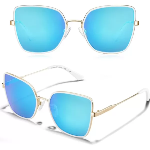 White Frame Ice Blue mirror