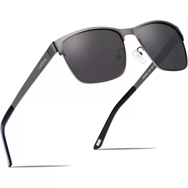 CARFIA Metal Mens Sunglasses Polarized UV400 Protection for Driving Fishing Hiking Golf Everyday Use CA5225A2 Gun Frame Grey Lens