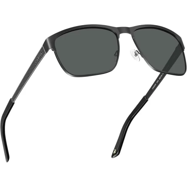 CARFIA Metal Mens Sunglasses Polarized UV400 Protection for Driving Fishing Hiking Golf Everyday Use CA5225A3 Gridding Arms  Black Frame Grey Lens