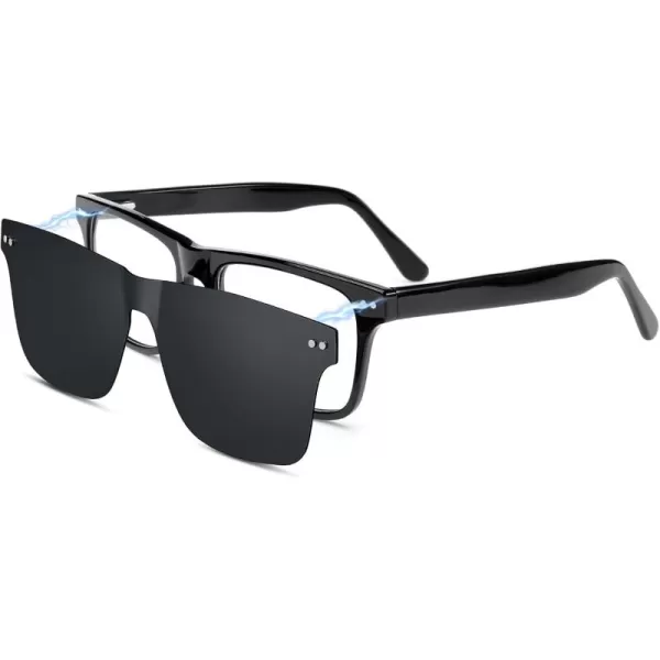 CARFIA Nonprescription Eyeglasses Mens Glasses Frames ampamp Clip on Magnetic Polarized Sunglasses Lens CF5160
