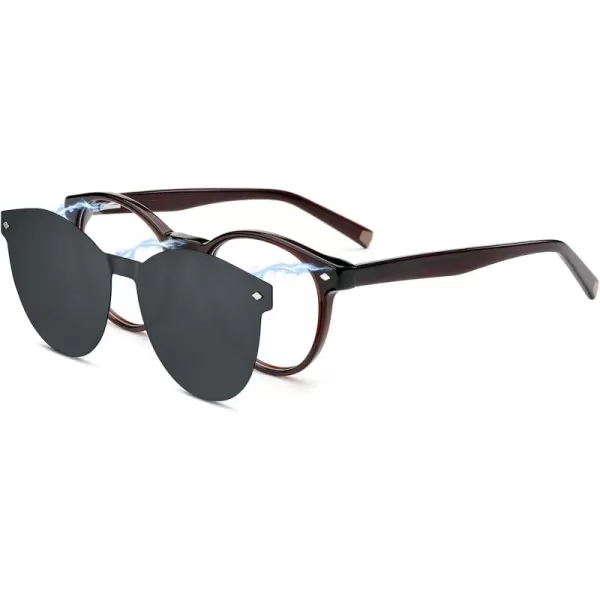 CARFIA Nonprescription Eyeglasses Womens Glasses Frames ampamp Clip on Magnetic Polarized Sunglasses Lens CF5007