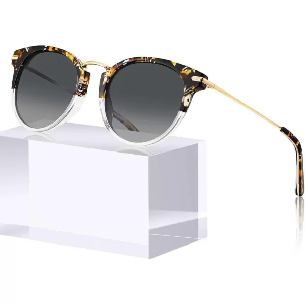CARFIA Polarized Sunglasses for Women UV Protection Handcrafted Acetate Frame Fashion Retro Sunnies CA50125 Grey Gradient Lens