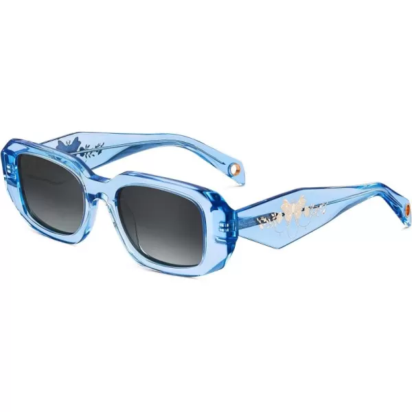 D: Glossy Blue Acetate Frame + Gray Lens