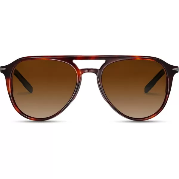 CARFIA Retro Polarized Sunglasses Womens Mens Classic Double Bridge Sun GlassesBrown Gradient