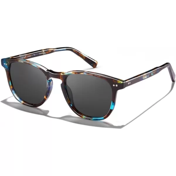 CARFIA Retro Polarized Sunglasses for Women Small and Medium Face UV Protection Handcrafted Acetate Frame Sunnies CA52854 Blue Tortoise Frame Grey Lens