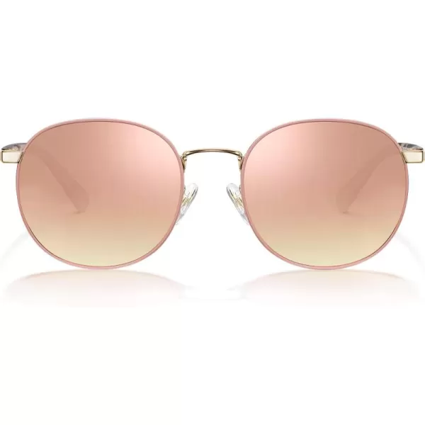 CARFIA Small Round Polarized Sunglasses for Women UV Protection CA1947Pink Mirror