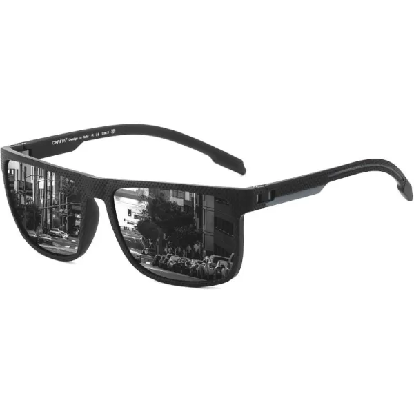 CARFIA Sporting Polarized Mens Sunglasses UV Protection Lightweight TR90 Frame Sunnies for Fishing Hiking Driving CyclingBlack Frame Grey Lens Grey Arm