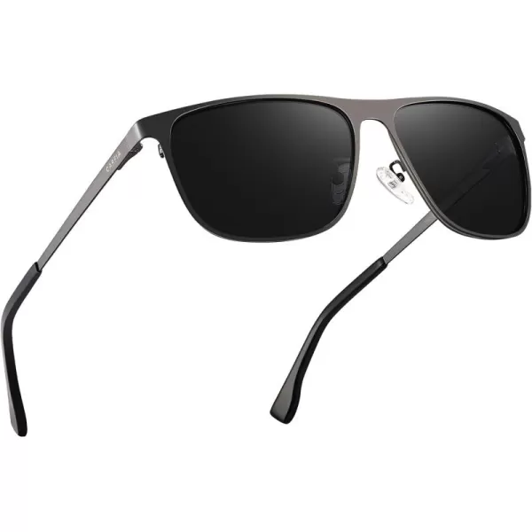 CARFIA Spring Hinge Metal Polarized Sunglasses for Men UV400 Protection Lightweight Rectangular Sun Glasses2  Matte Gun Frame Grey Lens