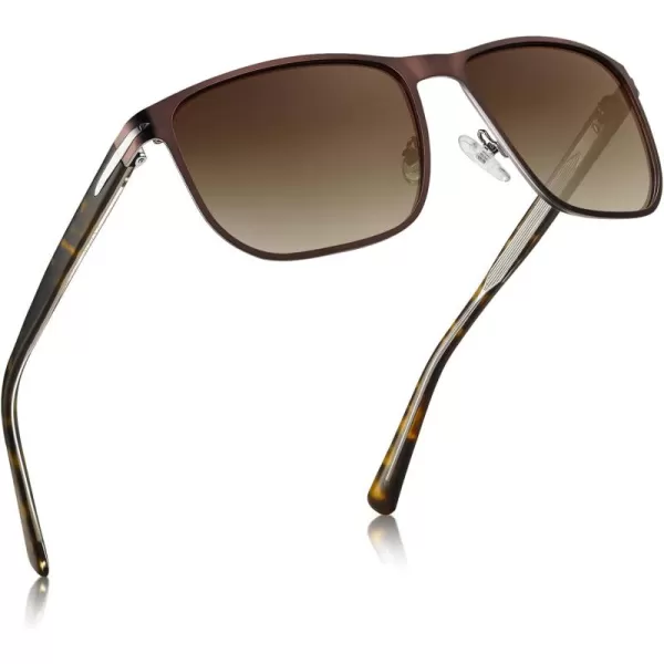 CARFIA Square Polarized Sunglasses for Men UV400 Protection Wide Metal Frame Driving Golf Glasses21bronze Frame Brown Lenses
