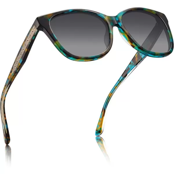 CARFIA Square Polarized Sunglasses for Women UV Protection Italian Design Retro Embossed Pattern Wire Core Driving Shades2blue Tortoise Frame Gray Lenses