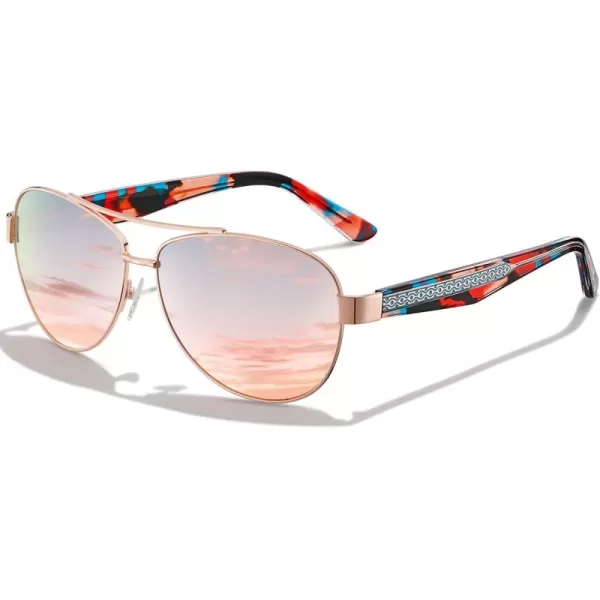 CARFIA Trendy Pilot Sunglasses for Women Polarized UV Protection Handcrafted Acetate Temples for Walking Driving CA23052red Floral Temple  Pink Mirrored Lens