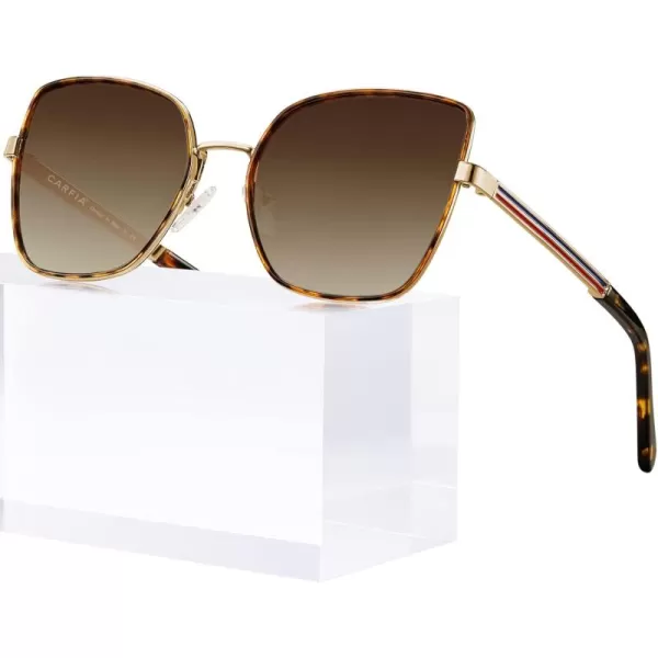CARFIA Trendy Square Metal Sunglasses for Women Polarized UV Sun Protection Nickelfree Plating Frame CA5385
