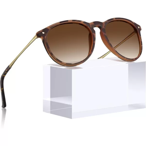 CARFIA Trendy Sunglasses for Women Polarized UV Protection Classic Retro Style CA51001 Brown Gradient Lens Gold Temple