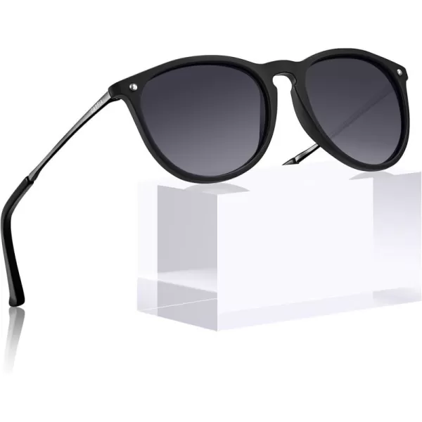CARFIA Trendy Sunglasses for Women Polarized UV Protection Classic Retro Style CA51002 Grey Gradient Lens Silver Temple