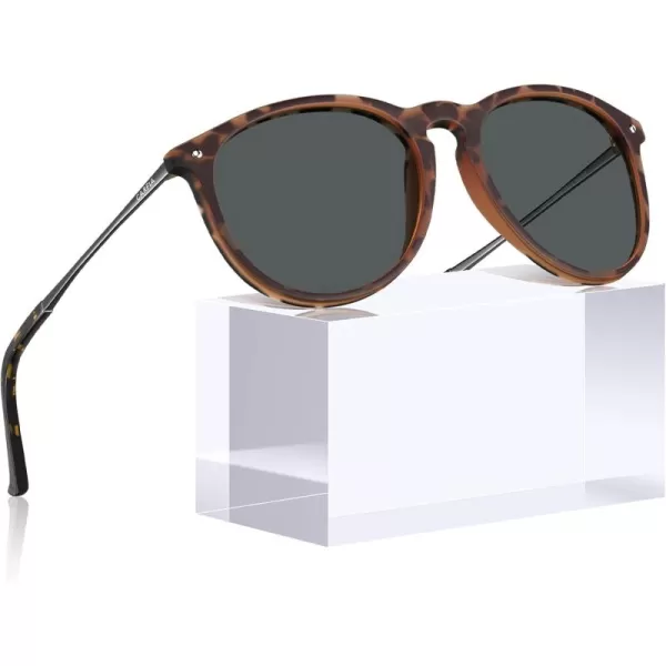 CARFIA Trendy Sunglasses for Women Polarized UV Protection Classic Retro Style CA51003 Grey Lens Tortoise Frame