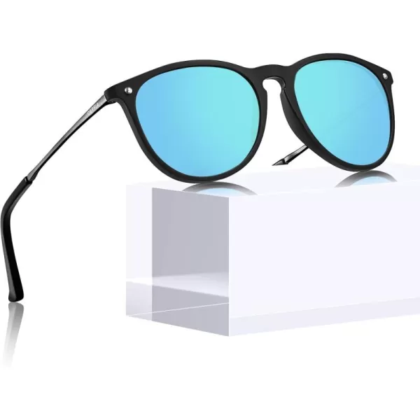CARFIA Trendy Sunglasses for Women Polarized UV Protection Classic Retro Style CA51004 Ice Blue Mirror