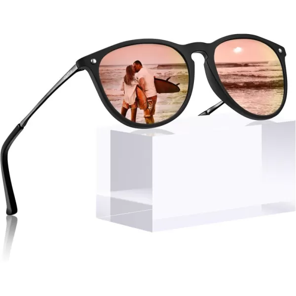 CARFIA Trendy Sunglasses for Women Polarized UV Protection Classic Retro Style CA51004 Pink Mirror