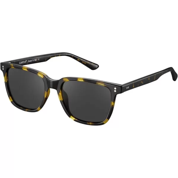CARFIA UltraLightweight Polarized Sunglasses for Women UV Protection Fashion Retro Square TR90 Sun GlassesD Brown Tortoise Frame Grey Lens