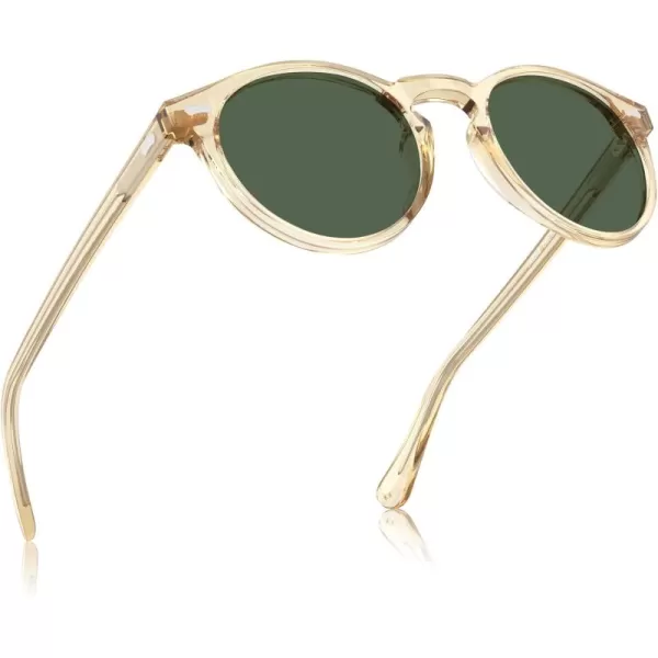 CARFIA Vintage Round Acetate Polarized Sunglasses for Women UV Protection CA52884 Grey Green Lens