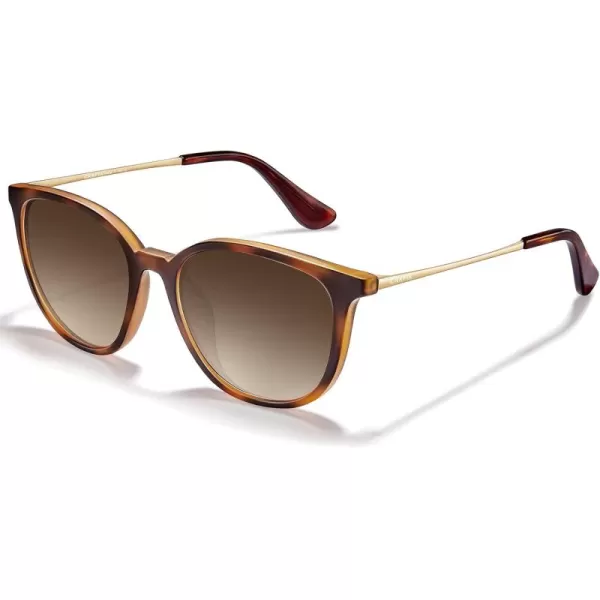 CARFIA Vintage Round Sunglasses for Women Men Retro Style Driving shadesMatte Tortoise Frame Gradient Brown Lens