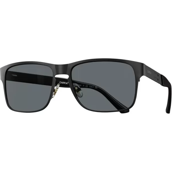 CARFIA Wide Spring Flexible Mens Sunglasses Polarized UV400 Classic Driving Metal Glasses CA5229Matte Black Frame Grey Lens