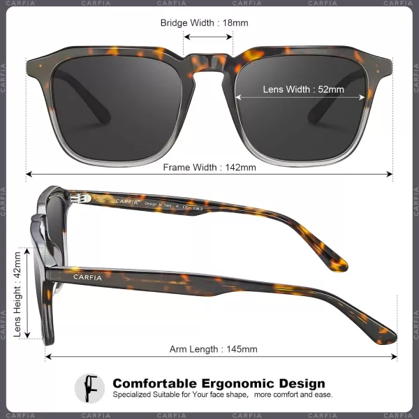 CARFIA Acetate Polarized Mens Sunglasses UV Protection Retro Fashion Cool Glasses