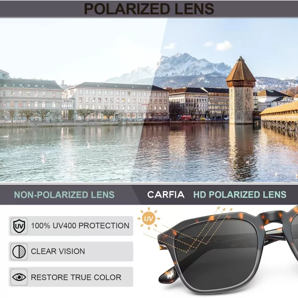 CARFIA Acetate Polarized Mens Sunglasses UV Protection Retro Fashion Cool Glasses