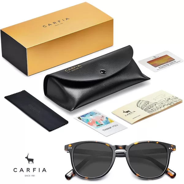 CARFIA Acetate Polarized Sunglasses for Men UV Protection HandCrafted Frame CA5285L1 Tortoise Frame Grey Lens