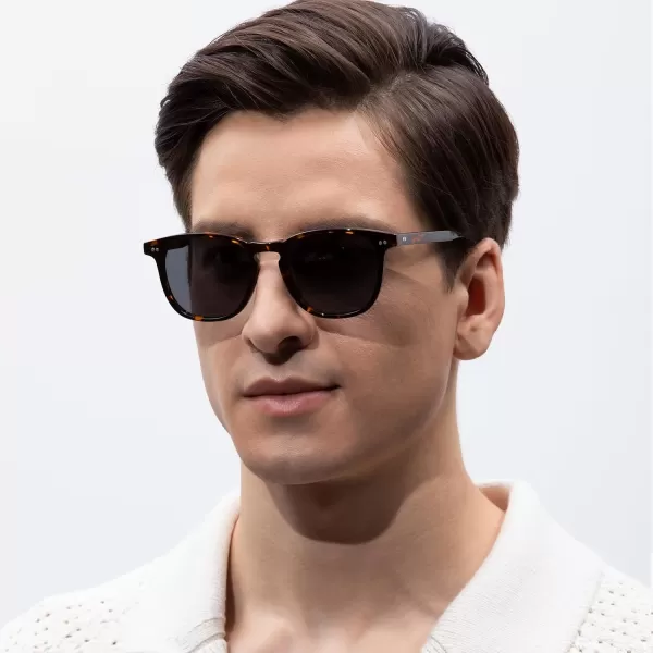 CARFIA Acetate Polarized Sunglasses for Men UV Protection HandCrafted Frame CA5285L1 Tortoise Frame Grey Lens
