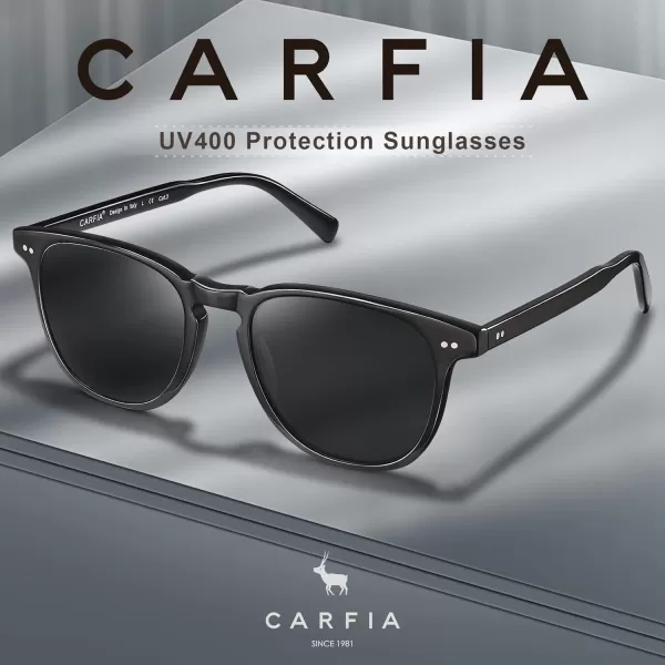 CARFIA Acetate Polarized Sunglasses for Men UV Protection HandCrafted Frame CA5285L3 Black Frame Grey Lens