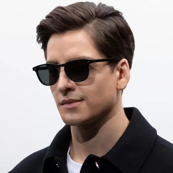 CARFIA Acetate Polarized Sunglasses for Men UV Protection HandCrafted Frame CA5285L3 Black Frame Grey Lens