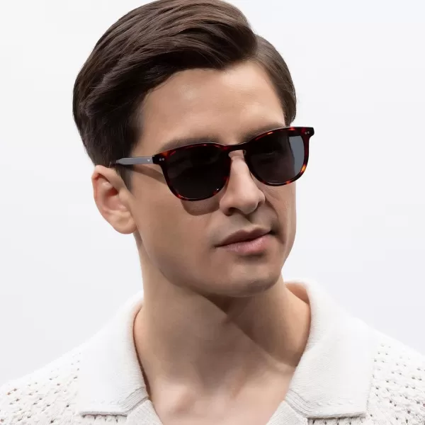 CARFIA Acetate Polarized Sunglasses for Men UV Protection HandCrafted Frame CA5285L6 New Tortoise Frame Grey Lens