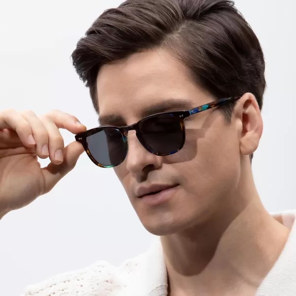 CARFIA Acetate Polarized Sunglasses for Men UV Protection HandCrafted Frame CA5285LBlue Tortoise Frame Grey Lens