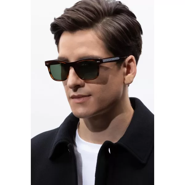 CARFIA Cool Acetate Polarized Sunglasses for Men Small Faces Trendy Retro Sun Glasses CA230122 Brown Striped Frame Green Lens