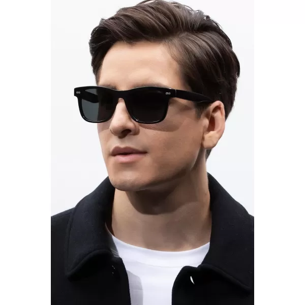 CARFIA Cool Acetate Polarized Sunglasses for Men Small Faces Trendy Retro Sun Glasses CA230141 Black Frame Grey Lens