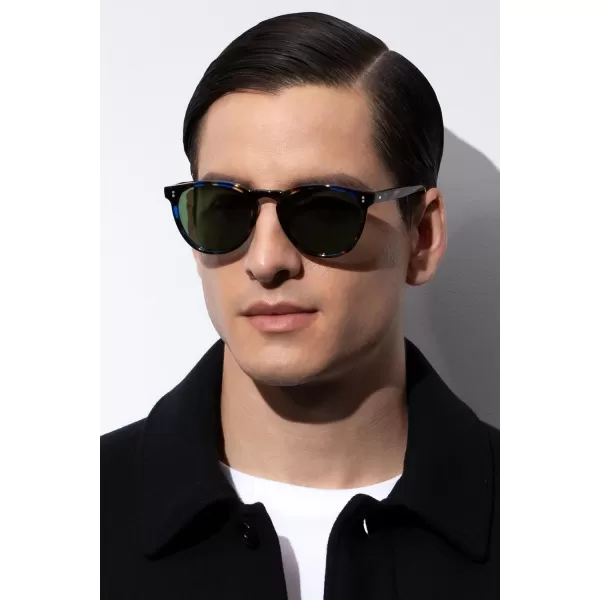 CARFIA Cool Polarized Sunglasses for Men Handcrafted Acetate Frame Trendy Retro Sun Glasses CA23073 Tortoise Frame Green Lens