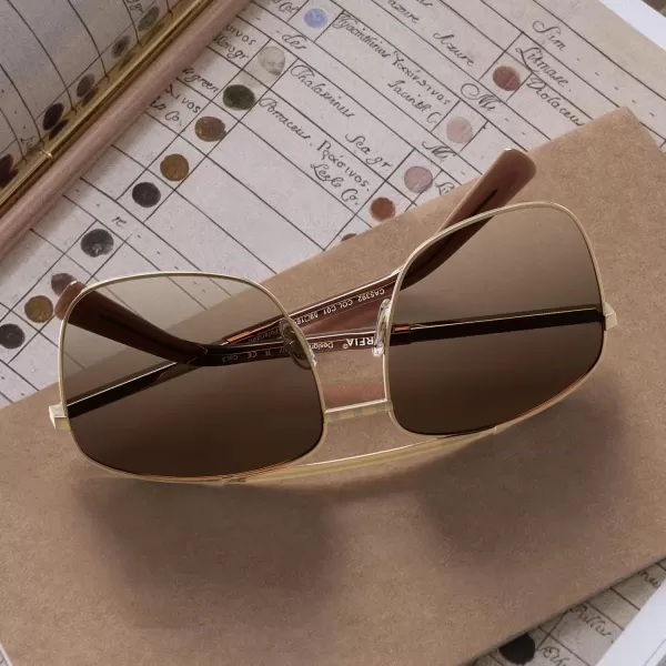 CARFIA Pilot Polarized Sunglasses for Men UV Protection Classic Double Bridge AntiGlare Driving Shades with Spring HingesA Glossy Gold Metal Frame  Brown Lens