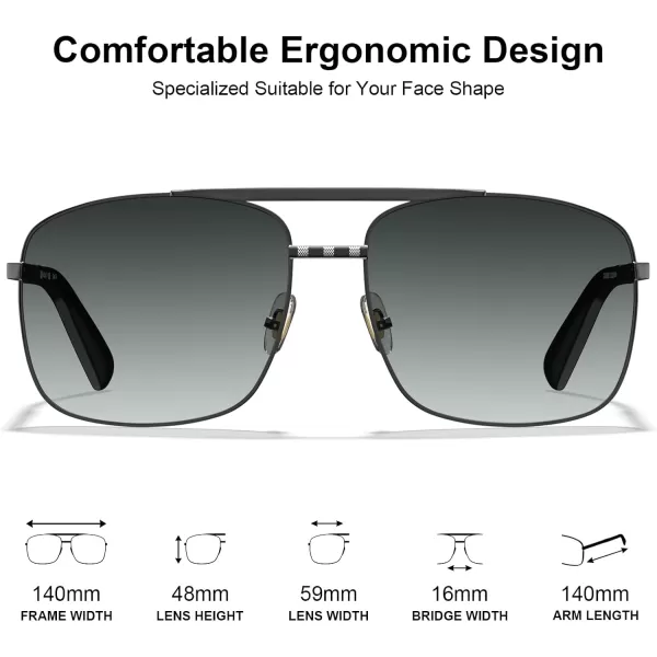 CARFIA Pilot Polarized Sunglasses for Men UV Protection Classic Double Bridge AntiGlare Driving Shades with Spring HingesC Glossy Gunmetal Grey Frame  Grey Lens