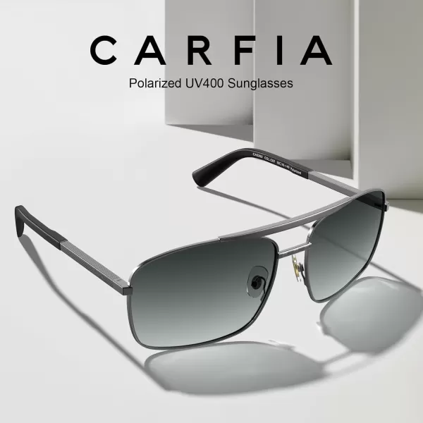 CARFIA Pilot Polarized Sunglasses for Men UV Protection Classic Double Bridge AntiGlare Driving Shades with Spring HingesC Glossy Gunmetal Grey Frame  Grey Lens
